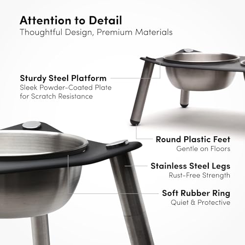 xympo Adjustable Elevated Dog Bowl 56 fl oz Stainless Steel Bowls - Image 4