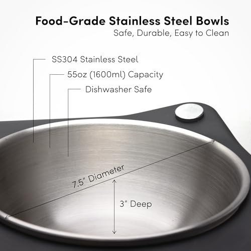 xympo Adjustable Elevated Dog Bowl 56 fl oz Stainless Steel Bowls - Image 5