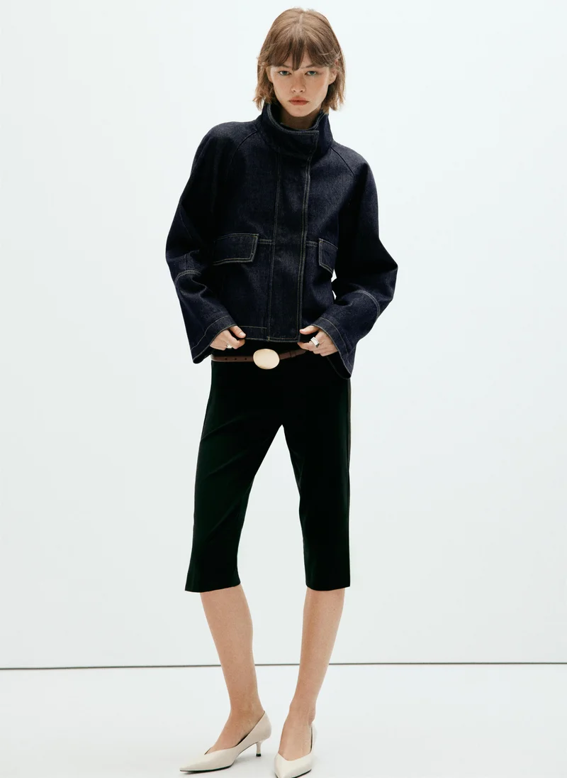 Mango TS-TEJANO SOFT Funnel Neck Denim Jacket for Women | Best Price UAE