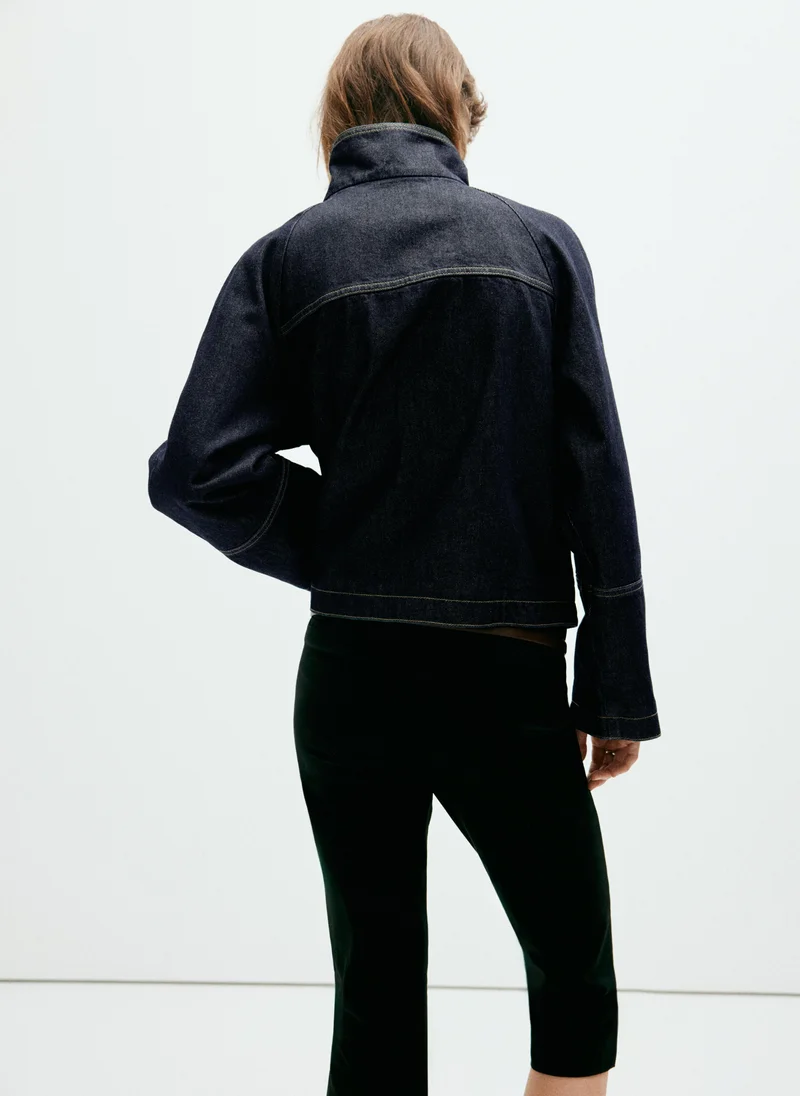 Mango TS-TEJANO SOFT Funnel Neck Denim Jacket for Women | Best Price UAE