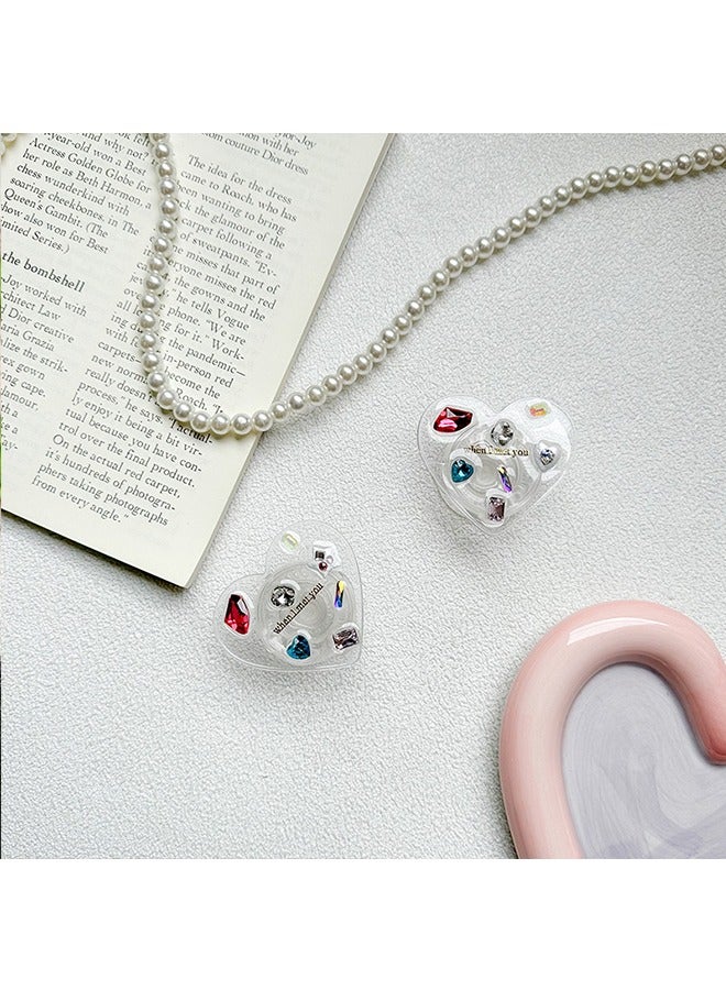 Ring Holder for Mobile, Transparent heart-shaped state, rhinestones of different colors and shapes, Expandable Collapsible Mobile Phone Grip Stand Holder for Smartphone Tablet Cell Phone Accessory - Image 4