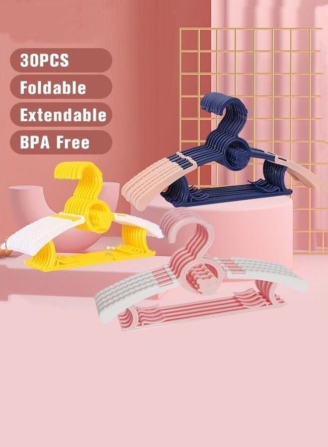 MIXDE Baby 30PCS Nursery Closet Hangers 28-36cm PP Adjustable Infant Cloth Pant Coat Hanger for Newborn Girl and Boy Toddlers Kids - Image 1