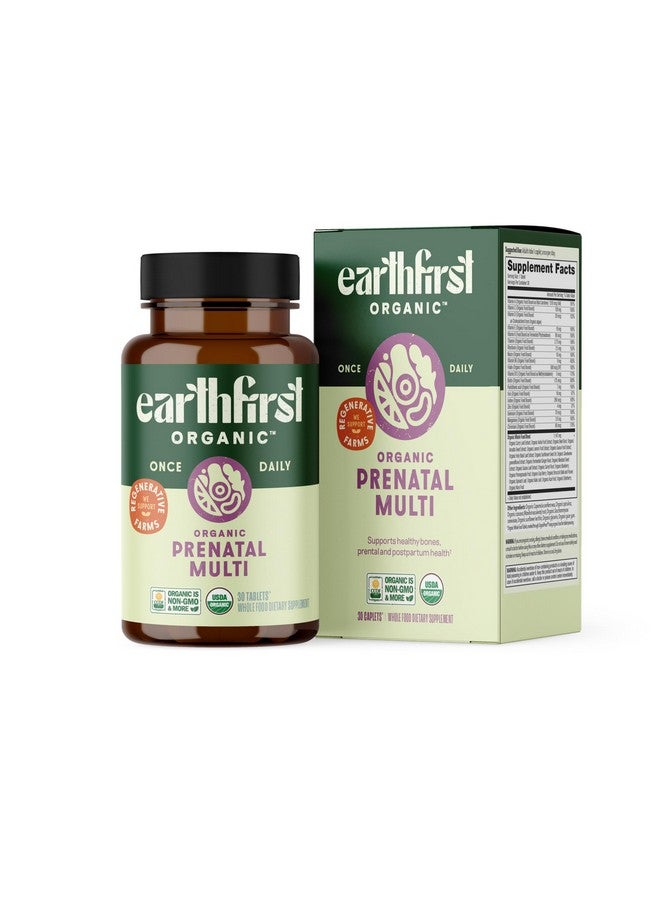 EarthFirst Organic Prenatal Once Daily Multivitamin for Women for Conception, Pregnancy, Postpartum & Breastfeeding, Folate, Iron & Organic Whole Food Blend, 30 Count - Image 1