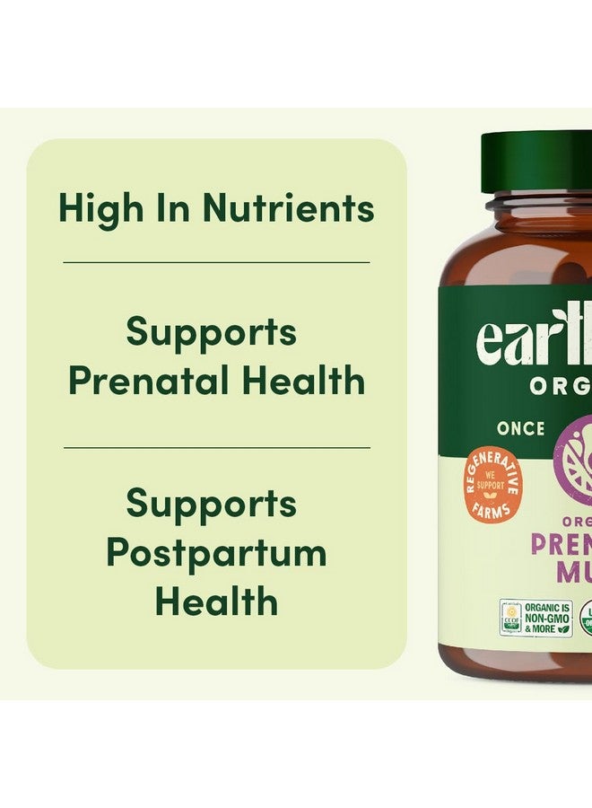 EarthFirst Organic Prenatal Once Daily Multivitamin for Women for Conception, Pregnancy, Postpartum & Breastfeeding, Folate, Iron & Organic Whole Food Blend, 30 Count - Image 2