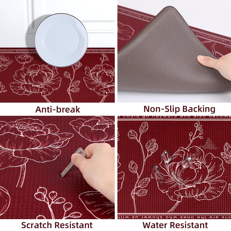 ROTTOGOON Kitchen Floor Mat Set of 2, Cushioned Anti Fatigue Kitchen Mat 17"x59"+17"x29", Non-Slip Waterproof Kitchen Rug, Premium PVC Comfort Kitchen Mats and Rugs for Kitchen, Office, Home, Laundry - Image 3