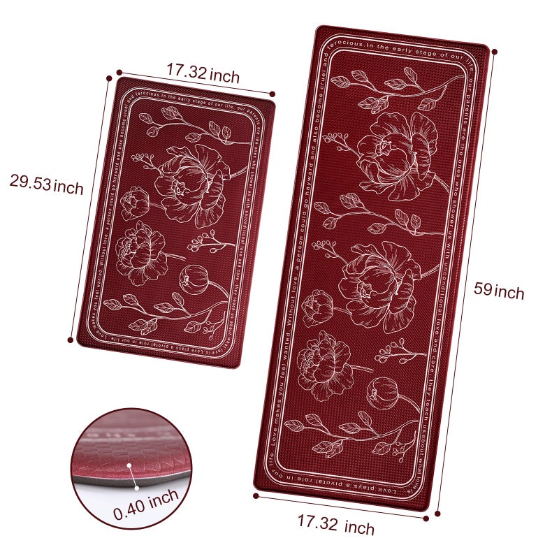 ROTTOGOON Kitchen Floor Mat Set of 2, Cushioned Anti Fatigue Kitchen Mat 17"x59"+17"x29", Non-Slip Waterproof Kitchen Rug, Premium PVC Comfort Kitchen Mats and Rugs for Kitchen, Office, Home, Laundry - Image 2