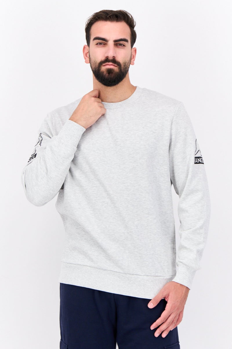 KANGOL Men Ribbed Neck Graphic Long Sleeves Sweatshirt, Grey - Image 1