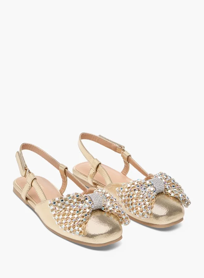 سيليست حذاء بناتي مول بفيونكة مرصعة بالكامل بالكريستال للمعان وبريق