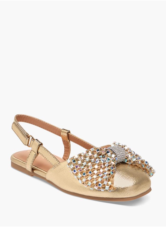 Celeste Girls Mule With Full Daimante Bow Sparkle And Shine  - Image 1