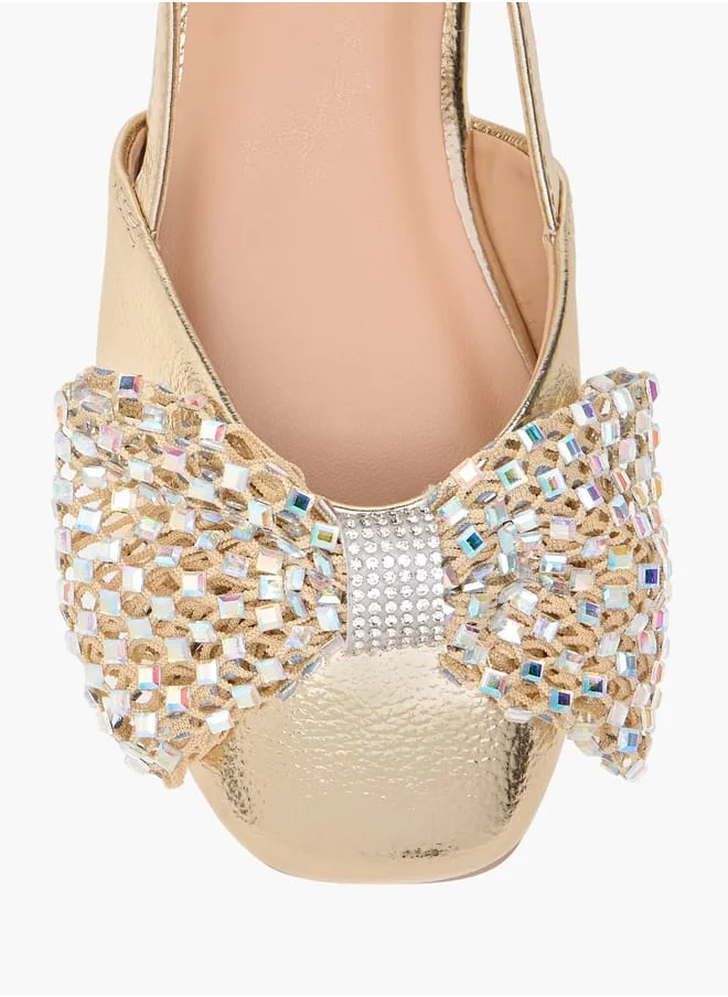 Celeste Girls Mule With Full Daimante Bow Sparkle And Shine