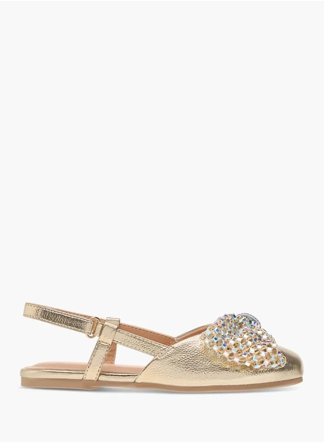 Celeste Girls Mule With Full Daimante Bow Sparkle And Shine