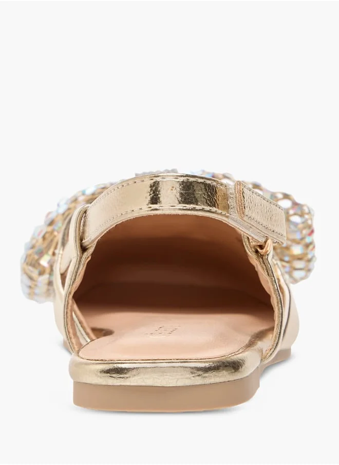 Celeste Girls Mule With Full Daimante Bow Sparkle And Shine