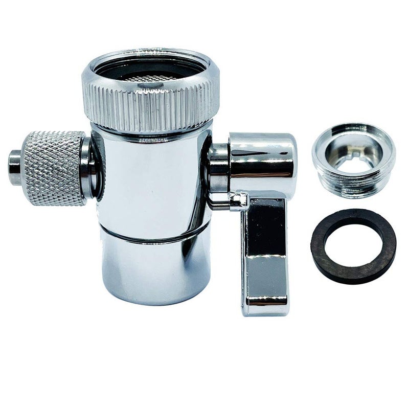 ZIGZAGSTORM Kitchen Sink Faucet Water Filter Diverter Valve for Push on 3/8 inch Tubing Replacement Part Adapter with M22 X M24 Connector, Brass Body, Chrome Plated Made In Taiwan - Image 2