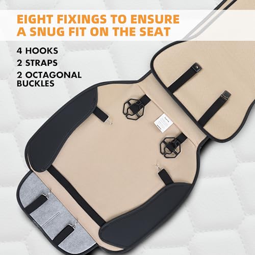 Elantrip 2PCs Front Car Seat Covers Leather Car Seat Protector Universal fit for Most Cars SUVs and Trucks Water Proof Seat Protector Black and Gold - Image 4