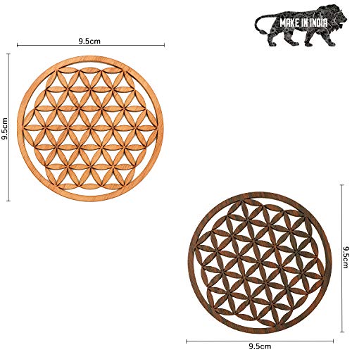 DULI™ Laser Cut MDF Wooden Coasters for Tea Coffee (Set of 4) (Floral Design) - Image 2