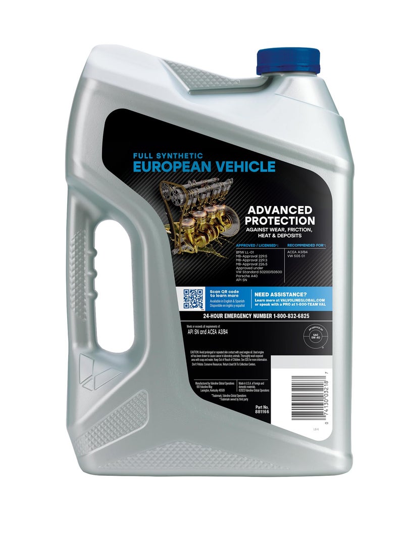 Valvoline European Vehicle Full Synthetic 5W-40 Motor Oil 5 Quart - Image 2