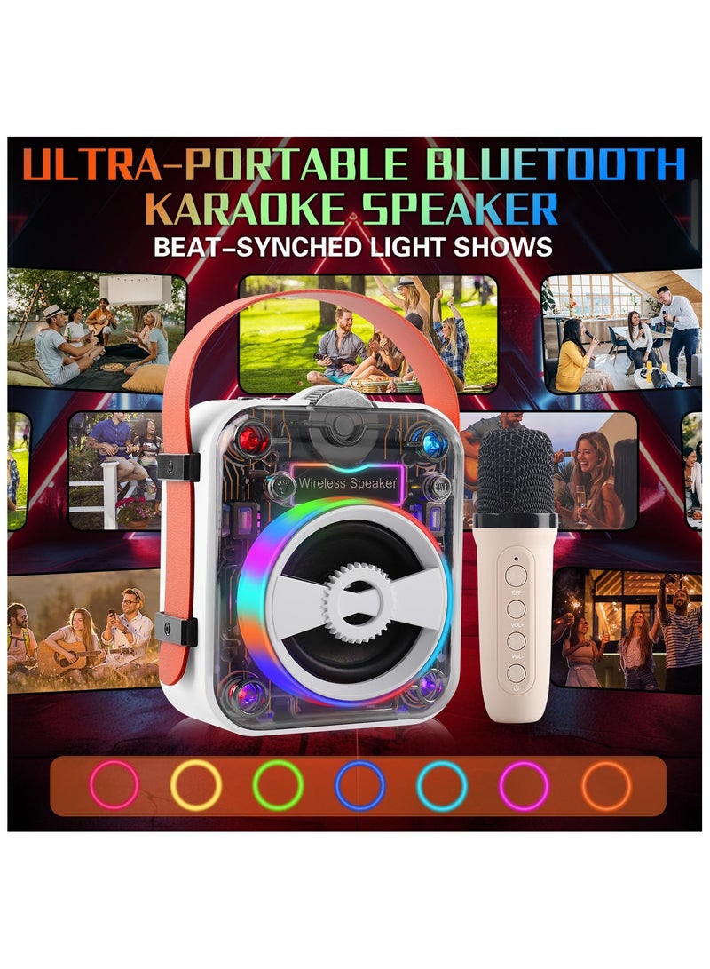 SOLARAE Mini Karaoke Machine, Portable Bluetooth Karaoke Speaker with Wireless Microphone and 8 modes of Dynamic Lights, for Kids and Adults, Birthday Gifts for Boys Girls Indoor/Outdoor Family Home Party - Image 5