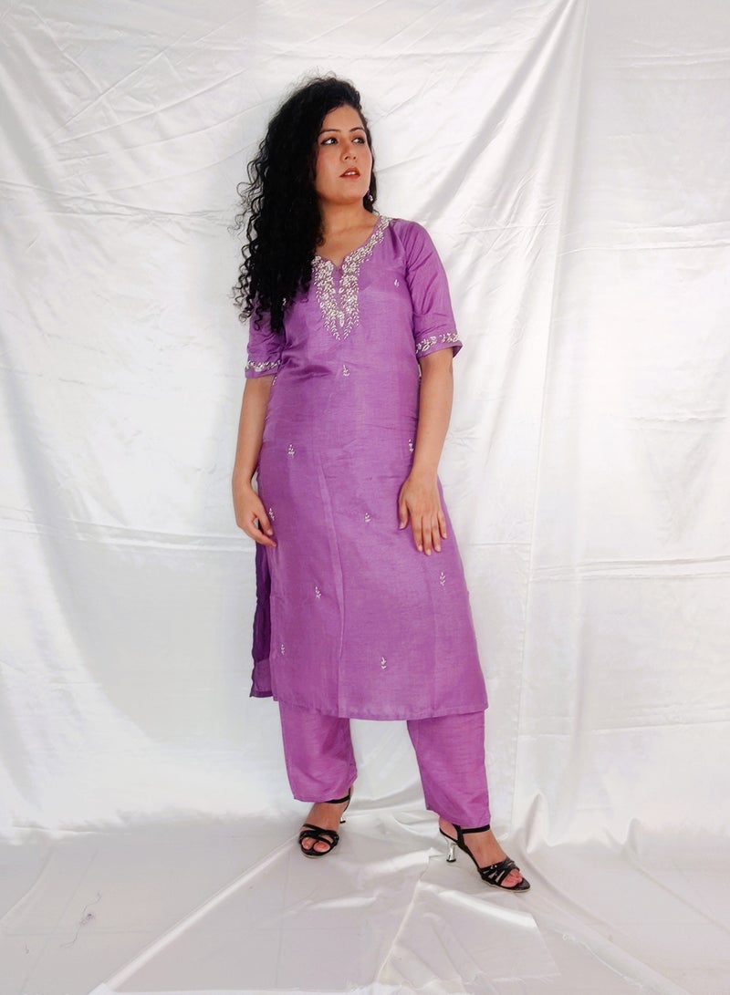 PRIYA’S PANACHE PRIYA’S PANACHE Silk Kurta Pant Set for Women with Banarasi Dupatta | Festive & Ethnic Wear.  - Image 5