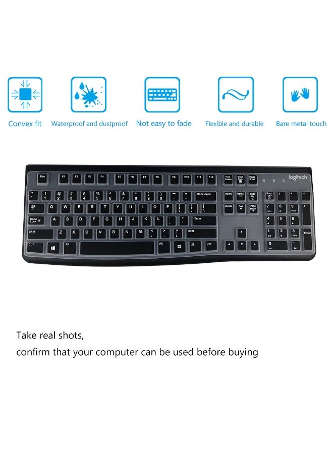 Logitech K120&MK120 Silicone Keyboard Protective Cover Ergonomically Designed Desktop USB Wired Keyboard Waterproof Protection Accessory (Transparent Black) - Image 3