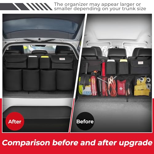 SURDOCA Car Trunk Organizer LARGE CAPACITY43 x 19 in Car Storage Bag with 8 Pockets 7X Upgraded Trunk Storage Organizer for Car SUV Truck MPV - Image 3
