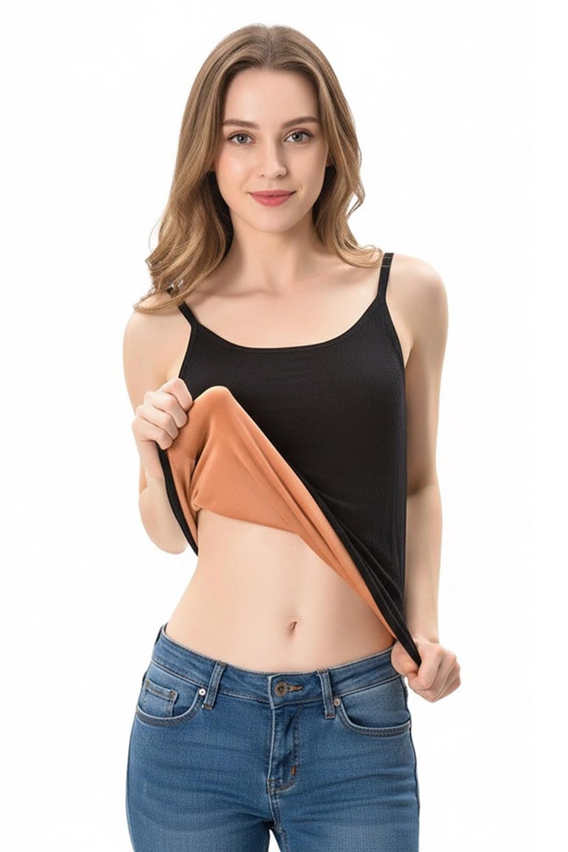 KeepCart Women's Thermal Underwear Tops Velvet Touch Camisole Apricot Sexy Stretchy Slim-Fit Vest (Bust Size : 66 to 90 CM) (Free Size) Stretchable - Image 1