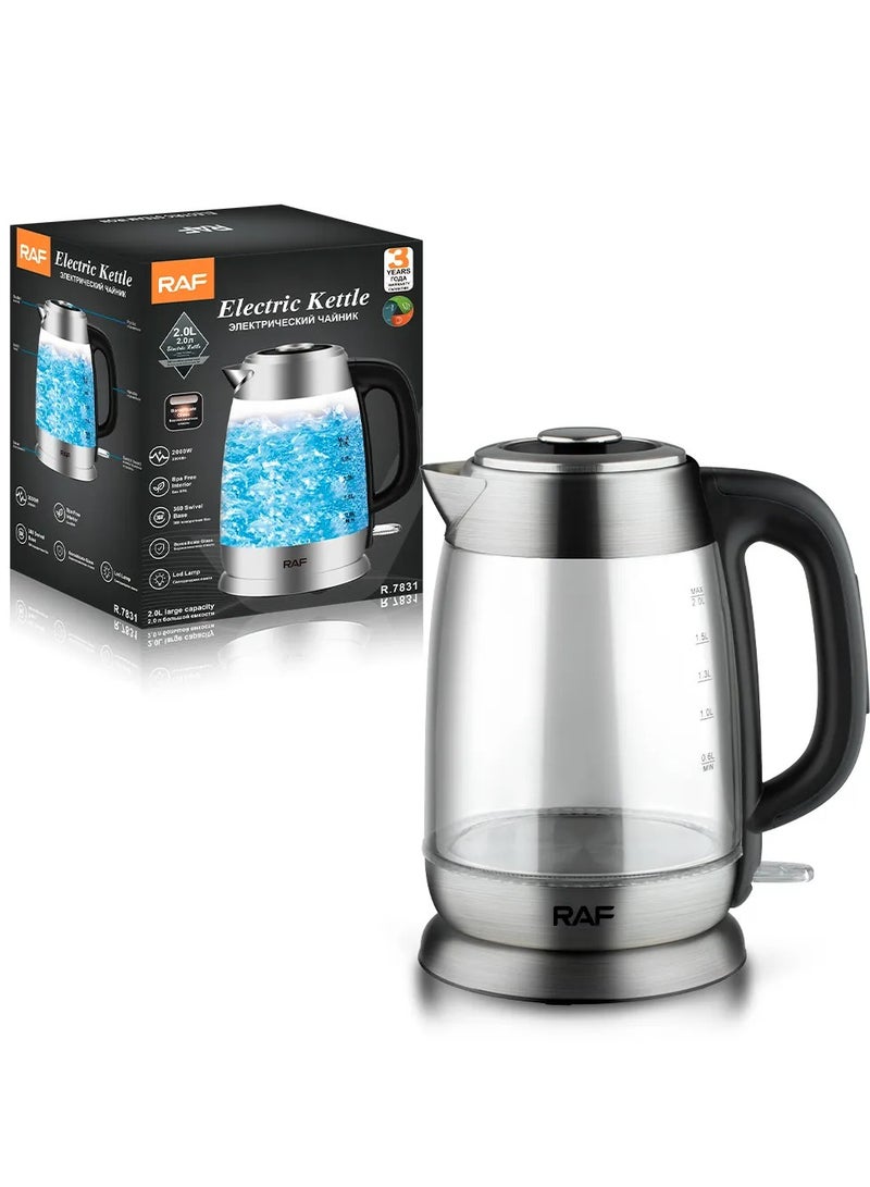 آر إيه أف الفولاذ المقاوم للصدأ لوحة الحرارة الزجاج غلاية كهربائية ببا الحرة الداخلية غلاية كهربائية 360 قطب قاعدة غلاية كهربائية - Image 4