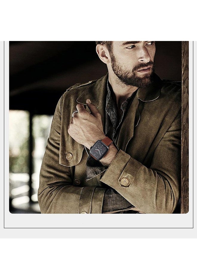 أربطة جلدية مغناطيسية متوافقة مع ساعة Apple Watch 42 مم (سلسلة 10/11) 41 مم 40 مم 38 مم للرجال والنساء، جلد طبيعي مع مشبك مغناطيسي لسلسلة iWatch SE11/10/9/8/7/6/5/4/3/2/1 - Image 5