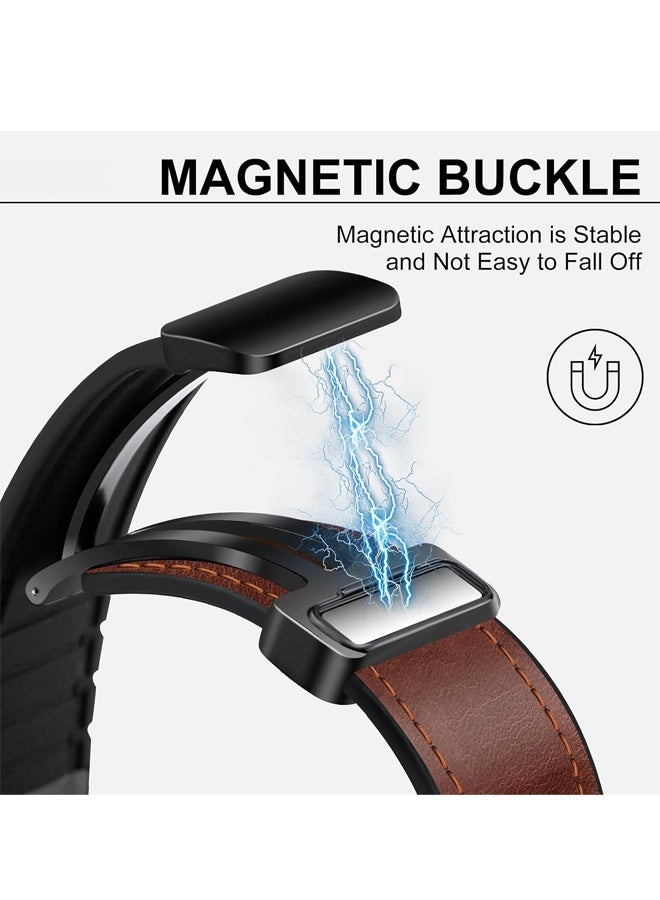 أربطة جلدية مغناطيسية متوافقة مع ساعة Apple Watch 42 مم (سلسلة 10/11) 41 مم 40 مم 38 مم للرجال والنساء، جلد طبيعي مع مشبك مغناطيسي لسلسلة iWatch SE11/10/9/8/7/6/5/4/3/2/1 - Image 3