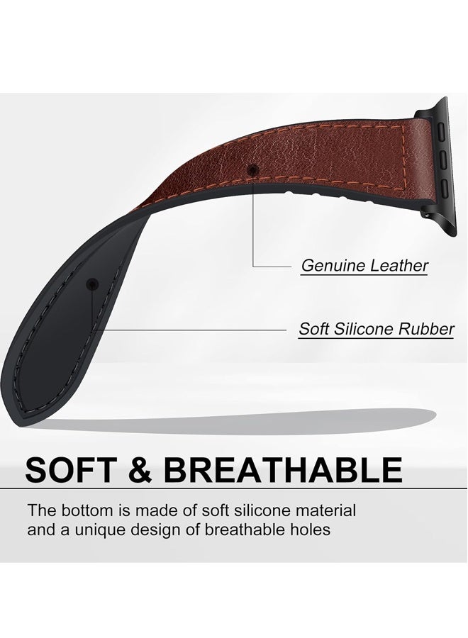 أربطة جلدية مغناطيسية متوافقة مع ساعة Apple Watch 42 مم (سلسلة 10/11) 41 مم 40 مم 38 مم للرجال والنساء، جلد طبيعي مع مشبك مغناطيسي لسلسلة iWatch SE11/10/9/8/7/6/5/4/3/2/1 - Image 4