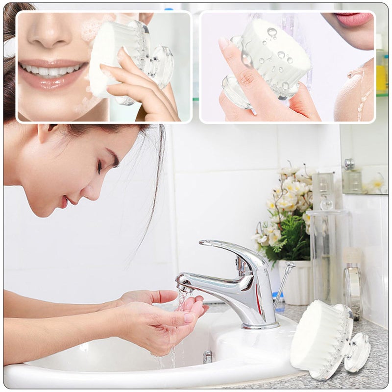 White Soft Bristle Facial Cleansing Brush For Sensitive Skin Daily Exfoliating - Image 5