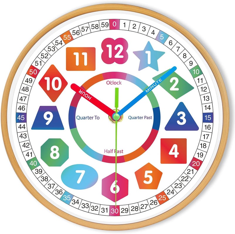 AIRUIFU Colorful Teaching Wall Clock for Kids - Image 1