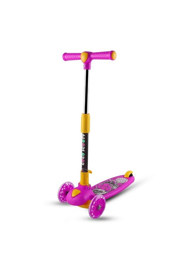 BabyKicks Babykicks Pluto Racer Kick Scooter for Kids 6-12 Years, Height Adjustable Foldable Kids Scooter with Lighting Wheels & Rear Foot Brake, Suitable for Unisex Kids (Pink)  - Image 1