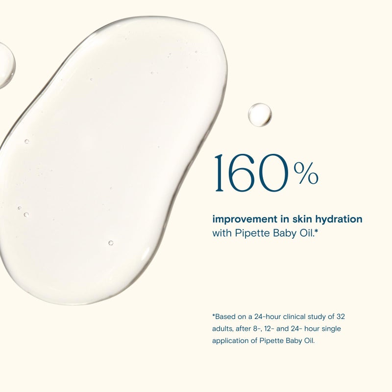 Pipette Baby Oil - Nurture, Moisturize Baby Skin, Vitamin E, Sensitive, Dry Skin, Fragrance Free with Renewable Plant-Derived Squalane, 4.5 fl oz - Image 5