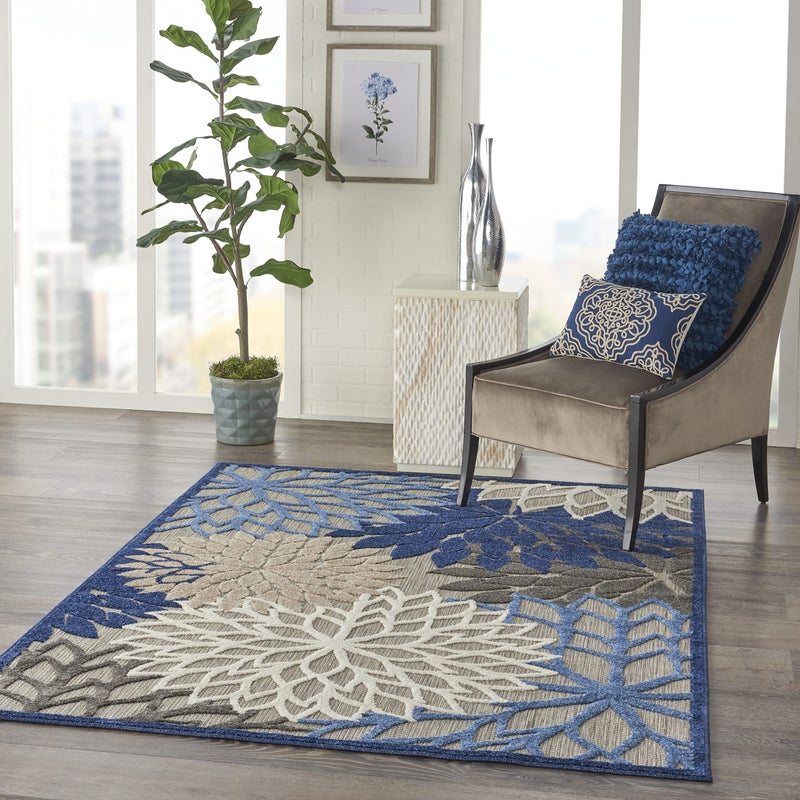 Nourison Home Aloha 5'3" x 7'5" Fabric Indoor/Outdoor Rug in Blue/Multi-Color - Image 5