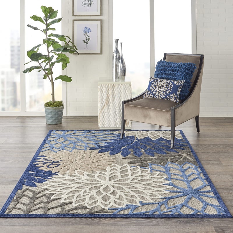 Nourison Home Aloha 5'3" x 7'5" Fabric Indoor/Outdoor Rug in Blue/Multi-Color - Image 3