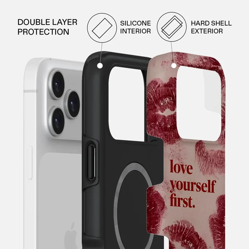 Mobcos Mobcos iPhone 17 Pro Self-love Premium Case Compatible with Hybrid Dual-Layer Hard Shell + Silicone Protection - Scratch-Resistant Shockproof Mobile Cover
