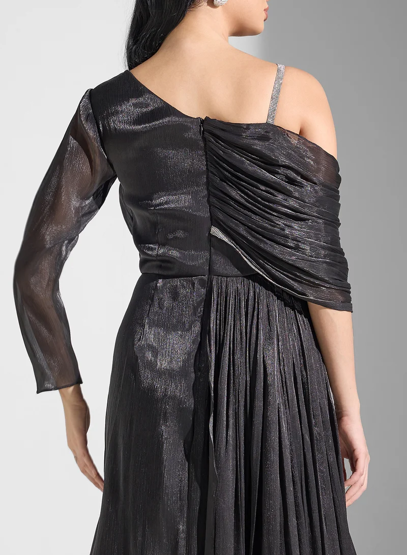 Namshi x Draped Metallic Gown Dress