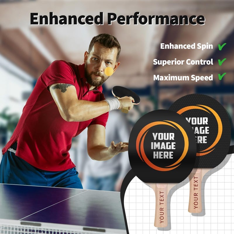 Uberpong Custom Personalized Ping Pong Paddle, Table Tennis Racket, Upload Photo or Logo, ITTF-Approved Rubber, 5-Ply Blade for Speed & Control, Printed & Engraved in The USA - Image 4
