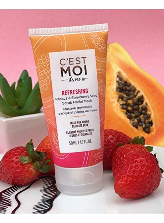 C'est Moi Refreshing Papaya & Strawberry Seed Scrub Facial Mask | Balance & Hydrate Skin Moisturizing Facial Mask Clinically Tested Nontoxic Ingredients Feat. Sugar & Aloe Ewg Verified 1.7 Oz - Image 3