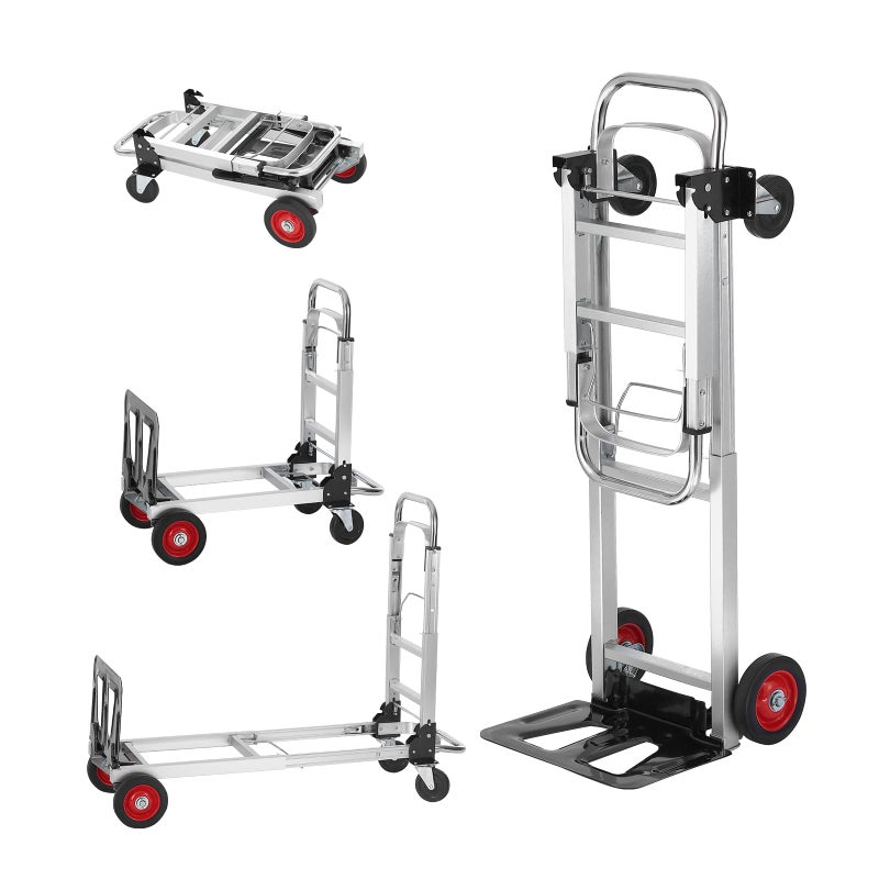 VEVOR Aluminum Folding Hand Truck, 2 in 1 Design 400 lbs Capacity, Heavy Duty Industrial Collapsible cart, Dolly Cart with Rubber Wheels for Transport and Moving in Warehouse, Supermarket, Garden - Image 1