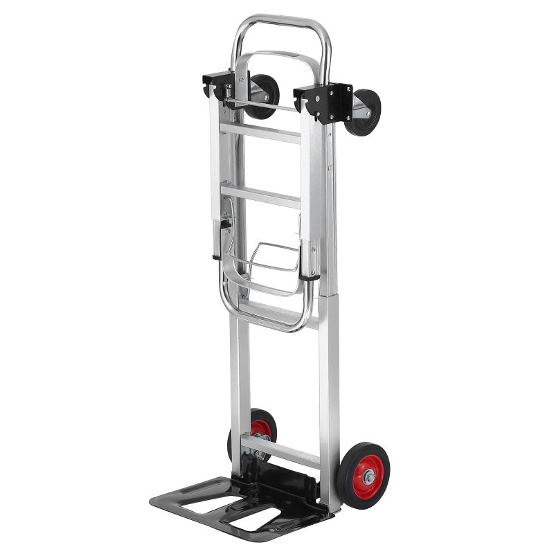 VEVOR Aluminum Folding Hand Truck, 2 in 1 Design 400 lbs Capacity, Heavy Duty Industrial Collapsible cart, Dolly Cart with Rubber Wheels for Transport and Moving in Warehouse, Supermarket, Garden - Image 4