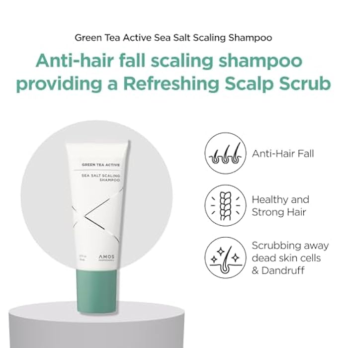 AMOS PROFESSIONAL Green Tea Active Sea Salt Scaling Shampoo l Scalp Scrub, Deep Cleansing for Itchy, Oily Scalp, Sulfate Free, 5.0 fl. oz. - Image 2