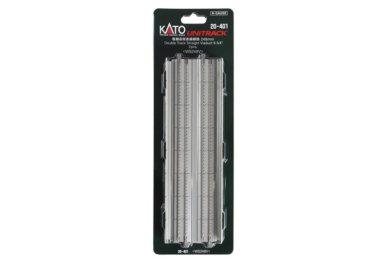 Kato USA Inc. N 248mm 9-3/4 Straight Dbl Viaduct Concrete 2 KAT20401 N Track - Image 4