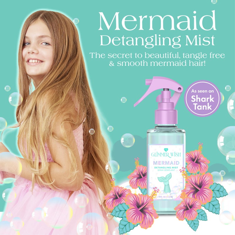 Glimmer Wish Mermaid Hair Detangler Spray â€“ Leave-In Conditioner for Kids & Women, Tangle-Free Hair Care, Detangling Spray, 5 fl oz - Image 2