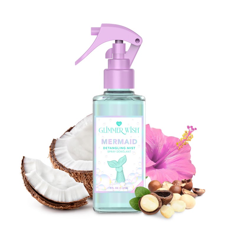 Glimmer Wish Mermaid Hair Detangler Spray â€“ Leave-In Conditioner for Kids & Women, Tangle-Free Hair Care, Detangling Spray, 5 fl oz - Image 1