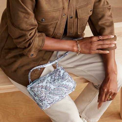 Vera Bradley Women's Cotton Wallet Crossbody Purse with RFID Protection, Soft Sky Paisley, One Size - Image 3
