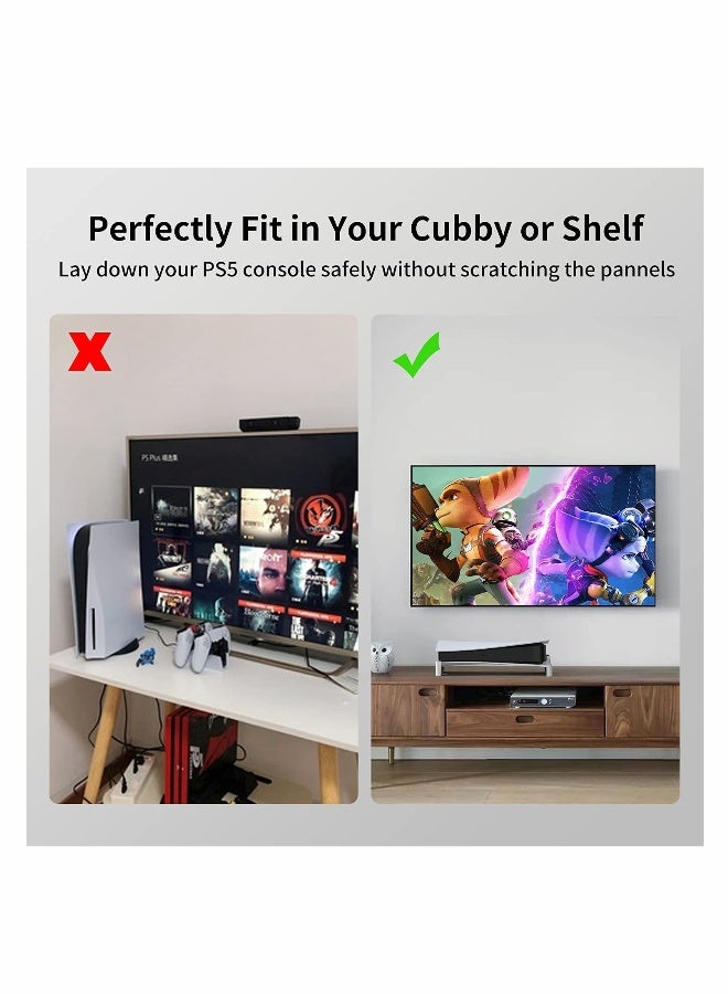 Minimalist White Horizontal Stand for PS5 Console, Desk Mount Compatible with Playstation 5 Disc Version, Sleek Design for Gaming Setup - Image 2