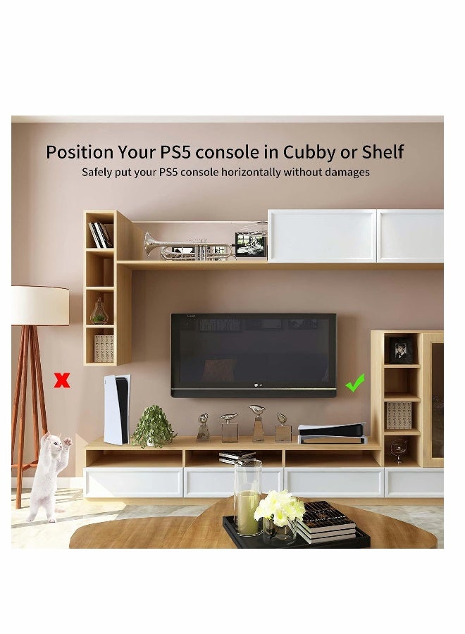 Minimalist White Horizontal Stand for PS5 Console, Desk Mount Compatible with Playstation 5 Disc Version, Sleek Design for Gaming Setup - Image 3