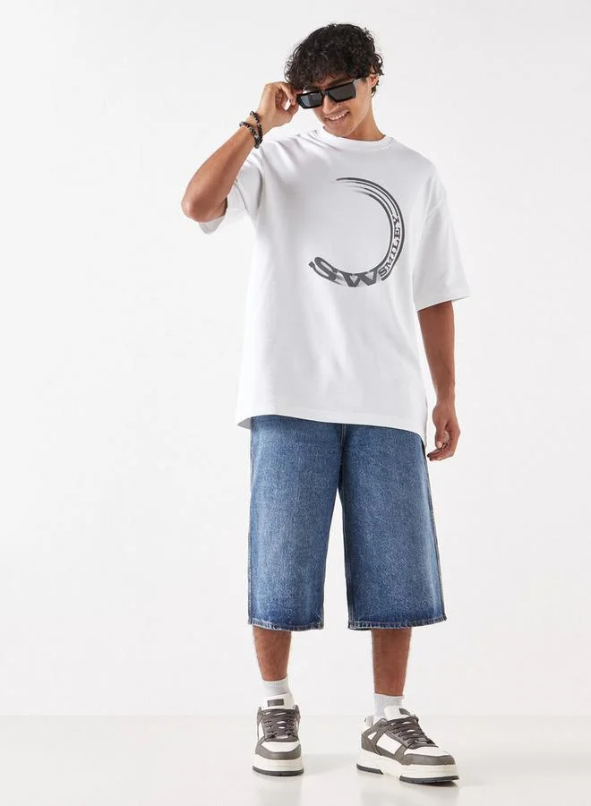 SP Characters Graphic Print Crew Neck T-shirt with Short Sleeves