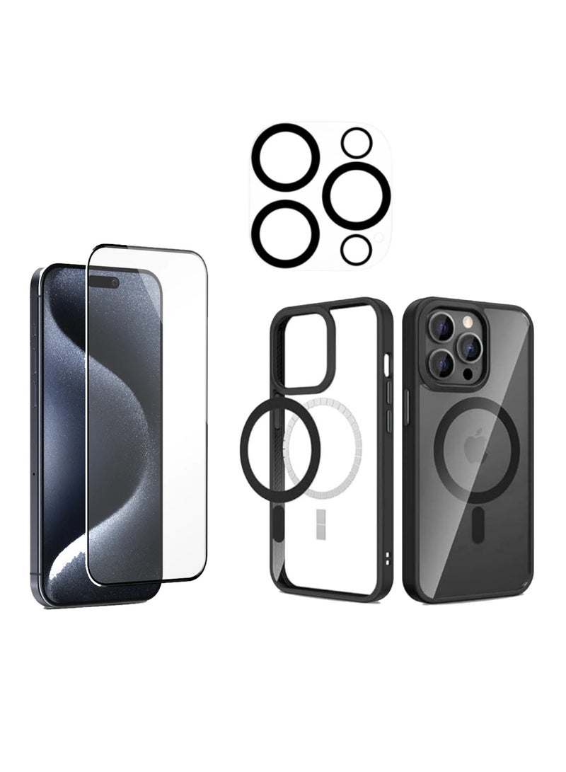 DIGI CORE 3 Pack Full Coverage iPhone 15 Pro Max Magsafe Case With Camera Lens For iPhone 15 Pro Max Screen Protector 6.7 Inch Easy Installation Kit Auto Alignment 9H Hard 99.99% HD Clear Bubble Free - Image 2